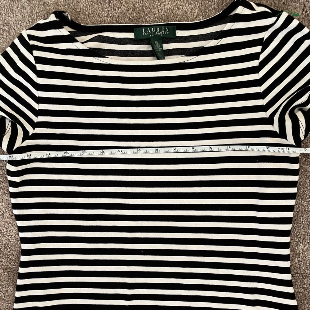 Ralph Lauren Sz PM petite medium striped flounce dress - Picture 6 of 11